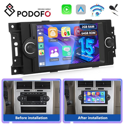 Android 15 Inch Multimediasysteem – Autoradio – Car Stereo – Touchscreen Radio – Multimedia Radio – 2GB+64GB Geheugen – Draadloze CarPlay & Android Auto – 15,75 cm HD Scherm – Inclusief Microfoon