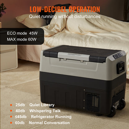 VEVOR Car Refrigerator Camping Fridge 55 L Cool Box Refrigerator Boat 12/24 V Portable Electric Freezer 2 in 1 Dual Zone Car Fridge Compressor