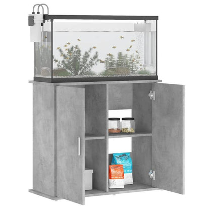 Aquariumkast – Aquariummeubel – Vistentafel – Visbak Kast – Aquariumstandaard – Betonlook Grijs & Hout – Stevige Constructie – 81x36x73 cm