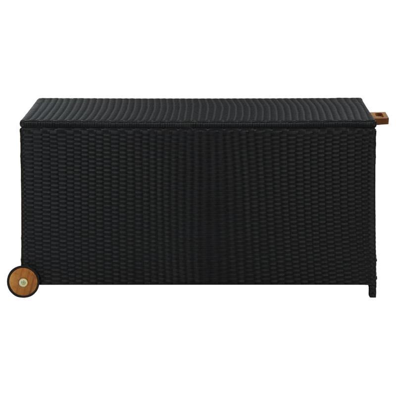 Opbergbox Tuin – Tuinkussenbox – Tuinkist – Tuinopbergbox – Kussenbox – Zwart Poly Rattan – 120x65x61 cm – Duurzaam Acaciahout & Stevig Stalen Frame