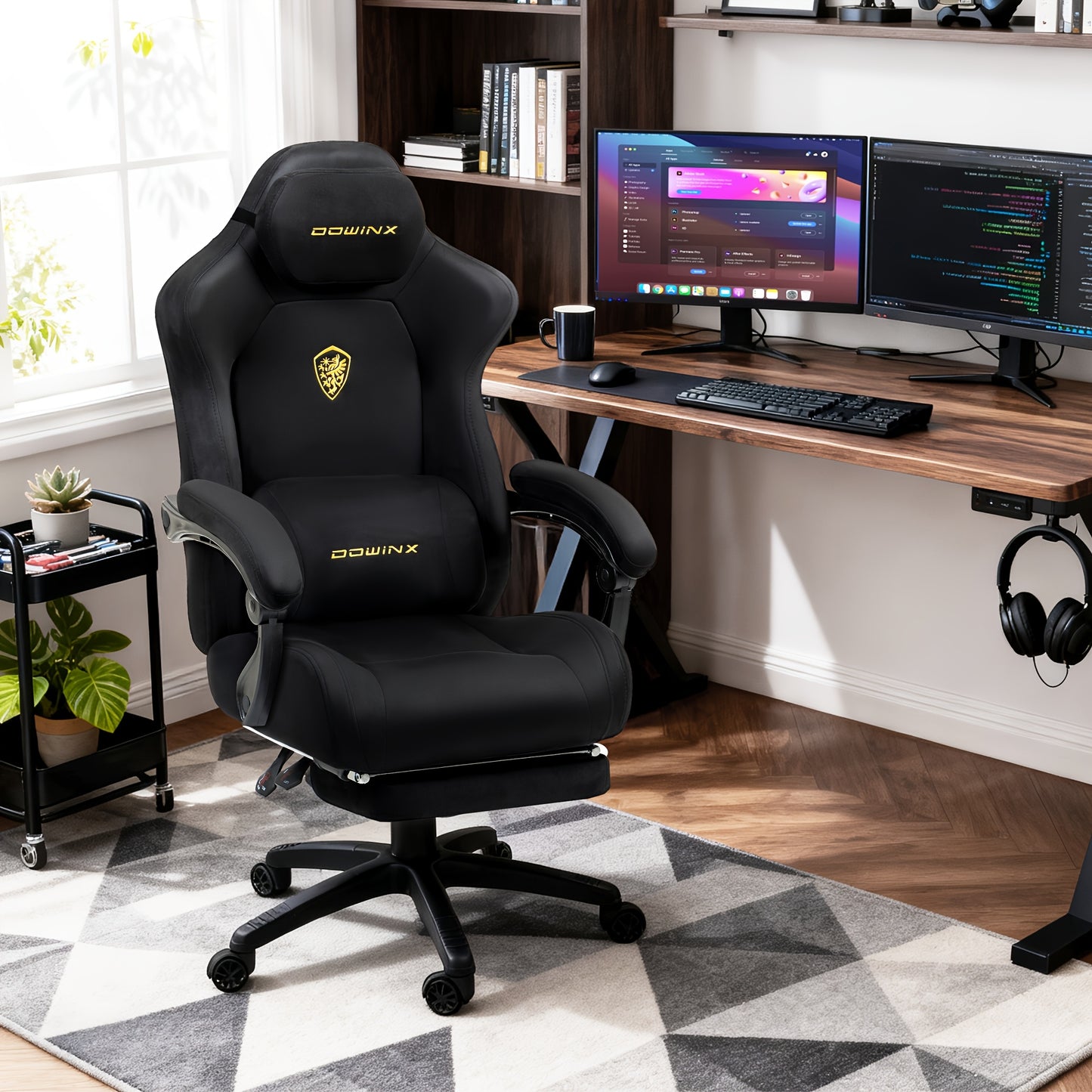 Ergonomische Bureaustoel – Gamingstoel – Werkstoel – Kantoorstoel – Draaistoel – Hoog Verstelbare Rugleuning – Verstelbaar Hoofd- en Lendensteunkussen – Stevig Metalen Frame – Synthetisch Leder Zitting