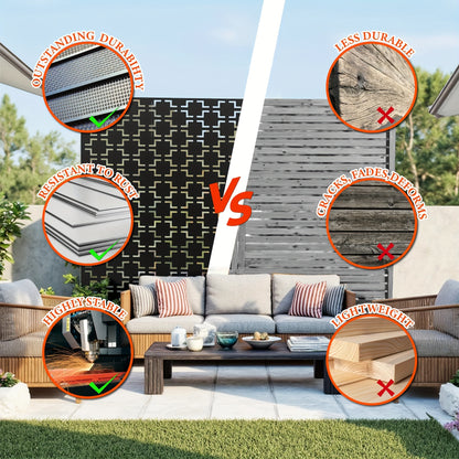 Tuinscherm – Privacyscherm – Schutting – Balkonscherm – Windscherm – Metalen Tuinafscheiding – Weerbestendig Gegalvaniseerd Staal – 182x119 cm Freestanding Panel