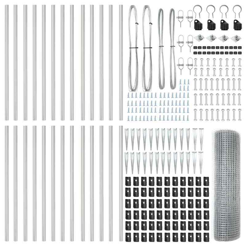 Stevig Hekwerk – Stalen Afsluiting – Grenshek – Tuinafscheiding – Zilverkleurige Palen – Duurzaam Staal – 50 Meter Breed – 0,4 Meter Hoog