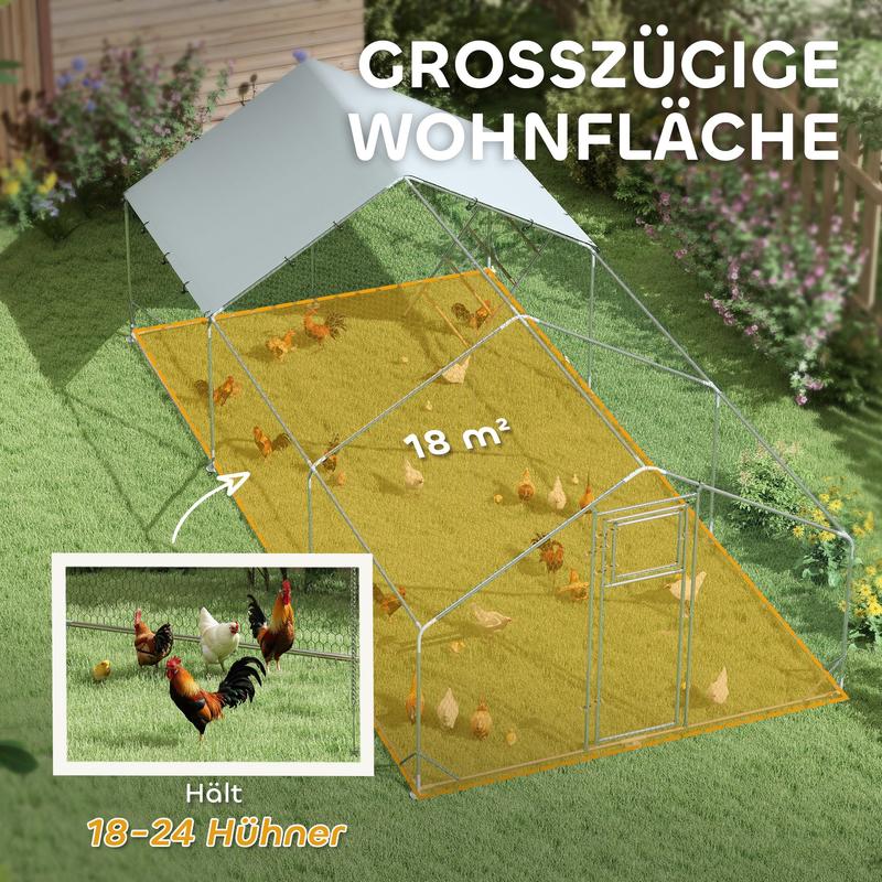 Kippenren – Kipphok – Hennenhok – Kippenhok – Pluimveehok – Grote Robuuste Kippenren – Automatische Voederbak – UV-Bestendig Zeil