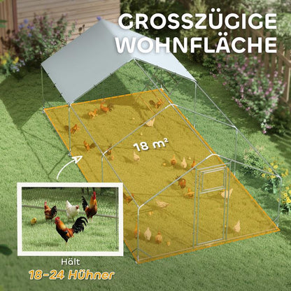 Kippenren – Kipphok – Hennenhok – Kippenhok – Pluimveehok – Grote Robuuste Kippenren – Automatische Voederbak – UV-Bestendig Zeil