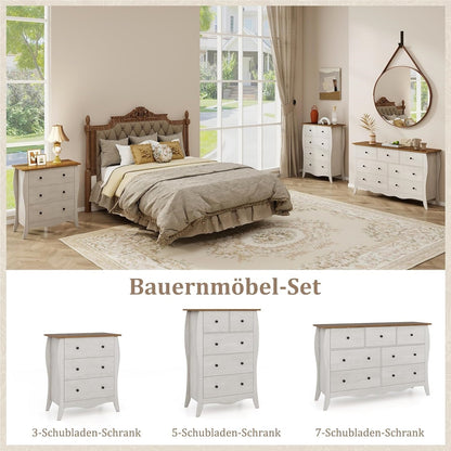 Commode 7 Laden – Ladekast – Dressoir – Opbergkast – Kast Grijs – Landelijke Stijl – Ruime Opbergruimte – Gemaakt Van Houtcomposiet