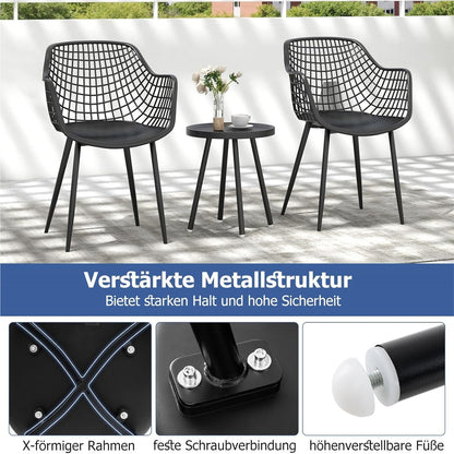 Balkonset – Tuinmeubelset – Balkonmeubelen – Loungeset – Buitenset – Weerbestendig – Met Metalen Frame En Ergonomische Stoelen – Zwart