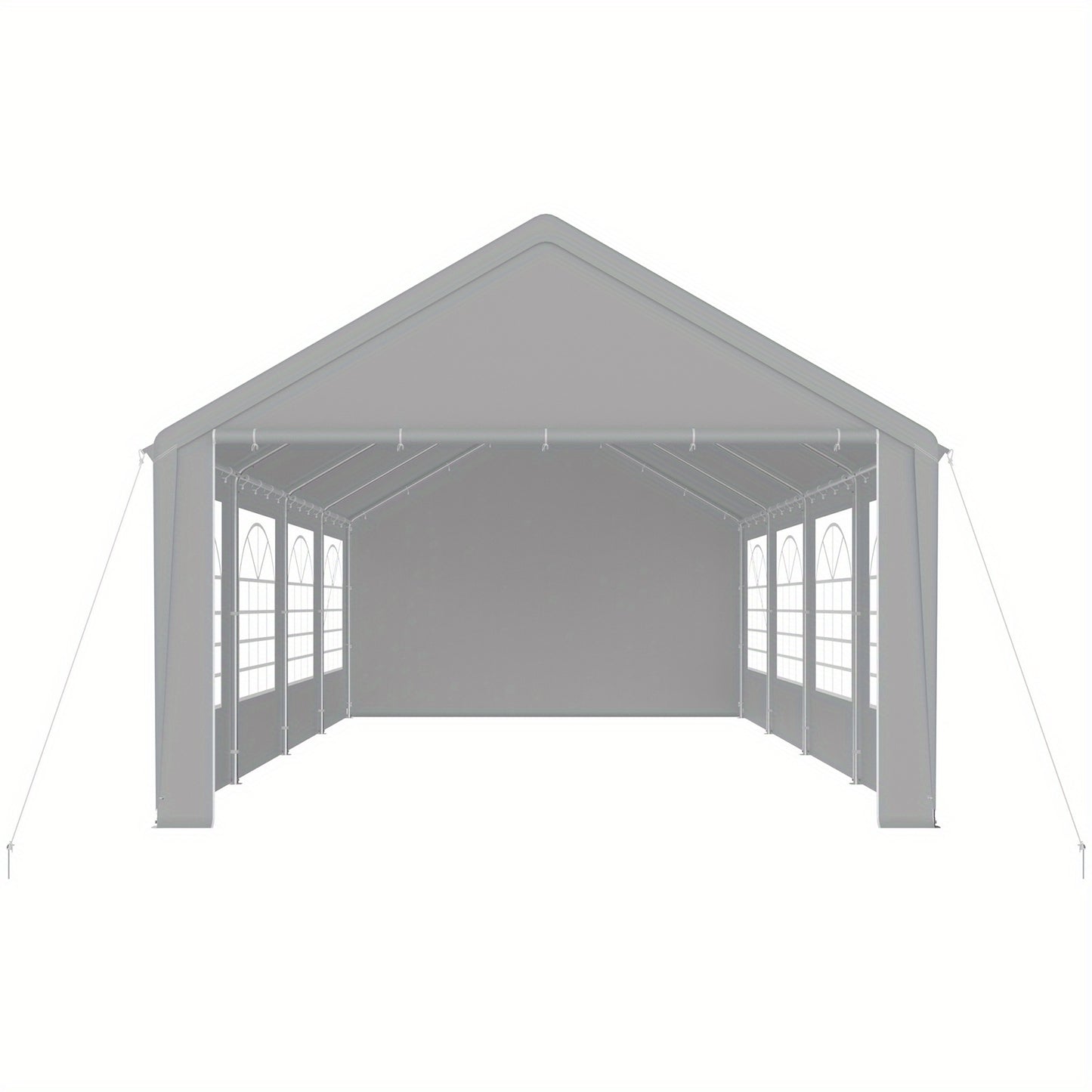 Partytent – Tuinkamer – Feesttent – Evenemententent – Grijze Partytent 4x8 meter – Stevig Gegalvaniseerd Stalen Frame – PE Dak Met Afneembare Zijwanden