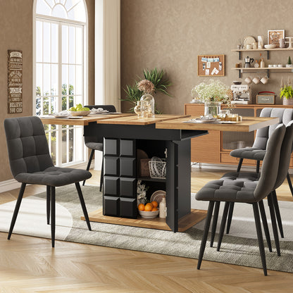 Uitklapbare Eettafel – Uitschuifbare Tafel – Klaptafel – Verlengbare Keukentafel – Ruimtebesparend – 110-140x80 cm – Duurzaam Bamboo – Handmatig Verstelbaar