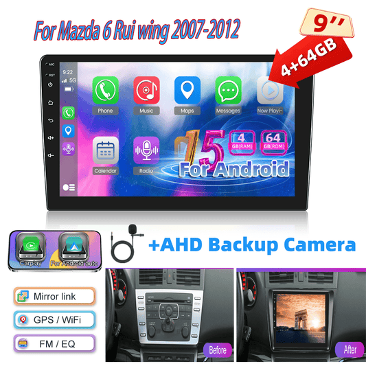 Autorradio – Autoradio – Car Radio – Multimedia Radio – Auto Sound System – Android 15 – 9 Inch 1280P IPS Touchscreen – Draadloze CarPlay & Android Auto – AHD Achteruitrijcamera Met Microfoon