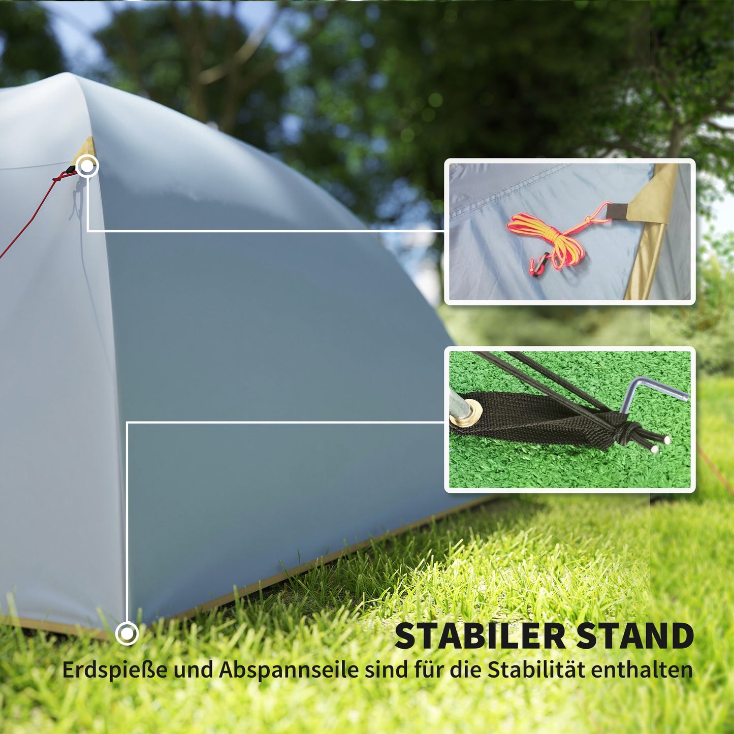 4-Persoons Tent – Kampeertent – Tunnel Tent – Buitentent – Waterdichte Tent – Lichtblauw – Ruim 3.45x2.4x1.3 m – Waterafstotend met Dubbele Deuren