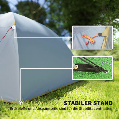4-Persoons Tent – Kampeertent – Tunnel Tent – Buitentent – Waterdichte Tent – Lichtblauw – Ruim 3.45x2.4x1.3 m – Waterafstotend met Dubbele Deuren