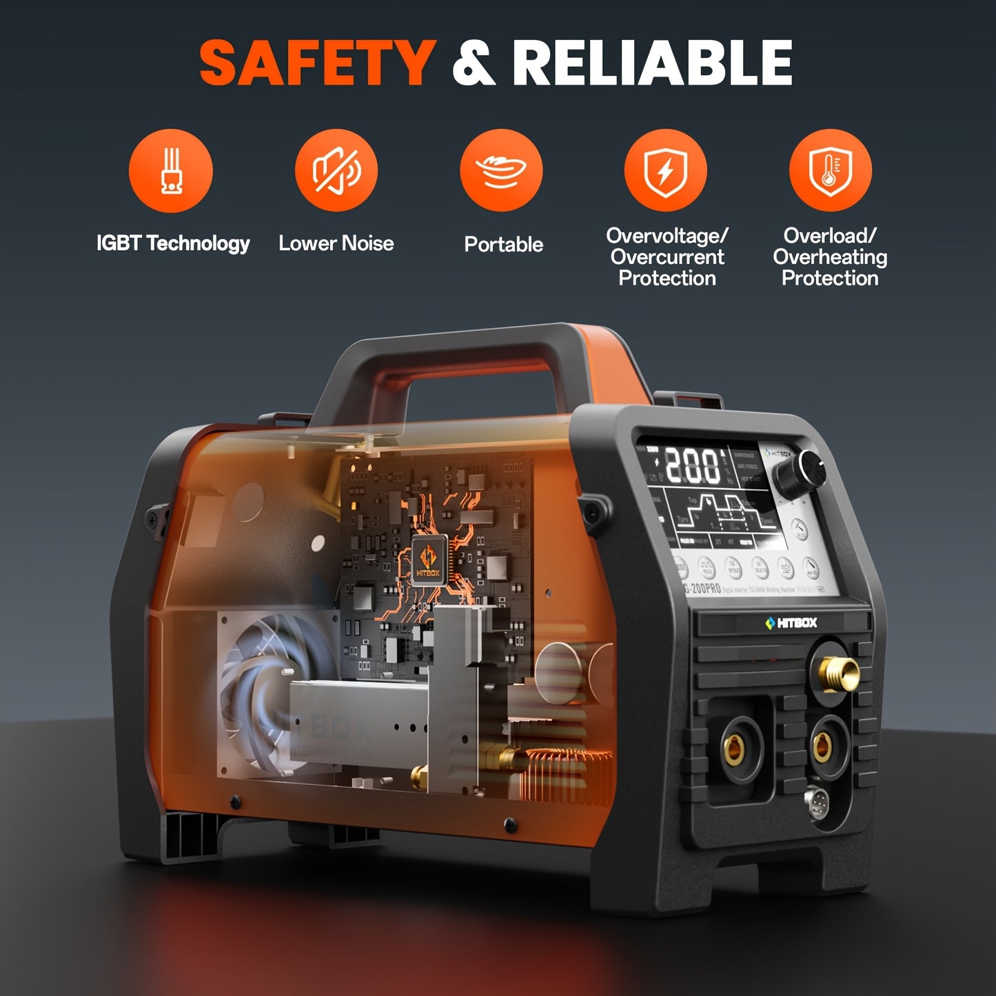 TIG Lasapparaat – Lasmachine – Mig Lasser – MMA Lasser – Multi-Process Lasser – 6-in-1 Compact Model – 200A Krachtig – HF Start Met Koude Lasfunctie