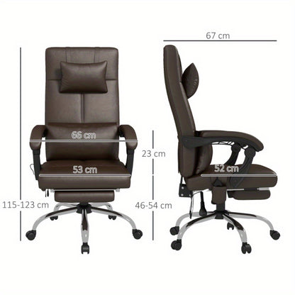 Bureaustoel – Bureaustoelen – Kantoorstoel – Bureauzetel – Ergonomische Stoel – Verstelbaar – Met Voetensteun – Met Metaalframe – Koffiebruin – Comfortabel Ergonomisch Design