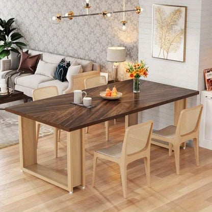 Eettafel – Keukentafel – Dinertafel – Tafel Voor 4 Personen – Houten Tafel – 60 cm Breed – Stevig Metalen Sled Onderstel – Rustic Brown