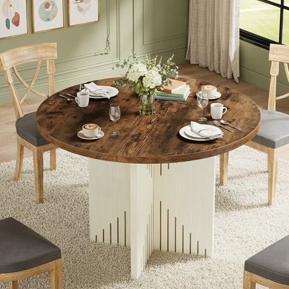 Eettafel – Ronde Tafel – Keukentafel – Diner Tafel – Ontbijttafel – Landelijk Design – Krasbestendig – Ø 100 cm