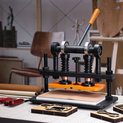 VEVOR Leather Cutting Machine, 25.9 x 12 cm Embossing Plate Manual Die Cutter, 1.2 cm Pressure Stroke Leather Embossing Machine, Dual Guide Shafts Die Cut Machine for Various of Materials