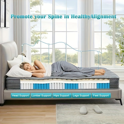 140 x 200cm mattress, 7 zone pocket spring mattress, 21cm height, H3 hardness, comfort spring mattress with foam and microfiber cover