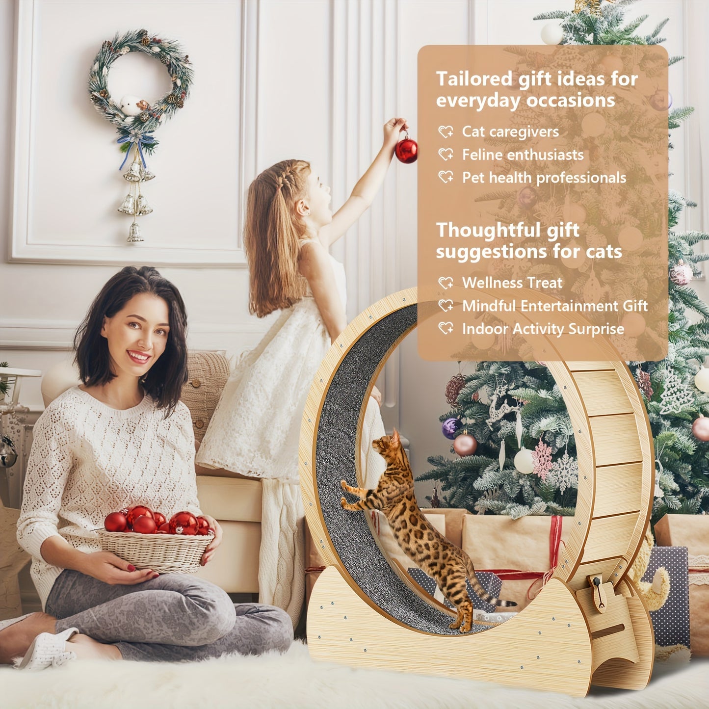 Cattrainer – Kattenloopwiel – Kattenrad – Huisdierenloopband – Houten Speelrad – XL Formaat – Natuurlijk Hout – Comfortabel Antislip Oppervlak – Veilig & Duurzaam – Eenvoudige Montage