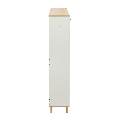Schoenenkast – Schoenenrek – Schoenopberger – Schoenenkastje – Schoenenmeubel – Warm Wit Hout met Gouden Accenten – Ruim met 15 Paar Schoenen Capaciteit en Dubbele Lades