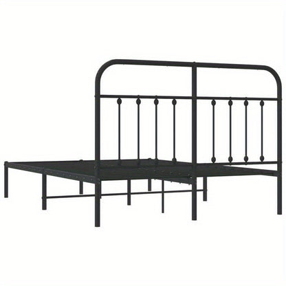 Modern Black Metal Bed Frame with Headboard, 140x190cm - Powder-Coated Steel for Strength & Stability, Minimalist Design for Contemporary Bedrooms, Minimalist Bed Frame | Modern Bedframe | Sleek Metal Design