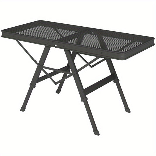 Campingtafel – Klaptafel – Vouwtafel – Kampeertafel – Tuintafel – Verstelbaar – Inklapbaar – Aluminium – 90 x 40,5 cm – Met Metalen Rooster