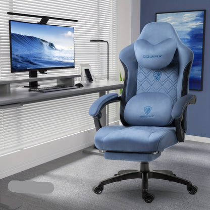 Gamingstoel – Gamestoel – Bureaustoel – Computerstoel – Werkstoel – Met Rugsteun en Uitschuifbare Voetsteun – Ergonomisch Met Metalen Frame – Comfortabel Zacht Kussen