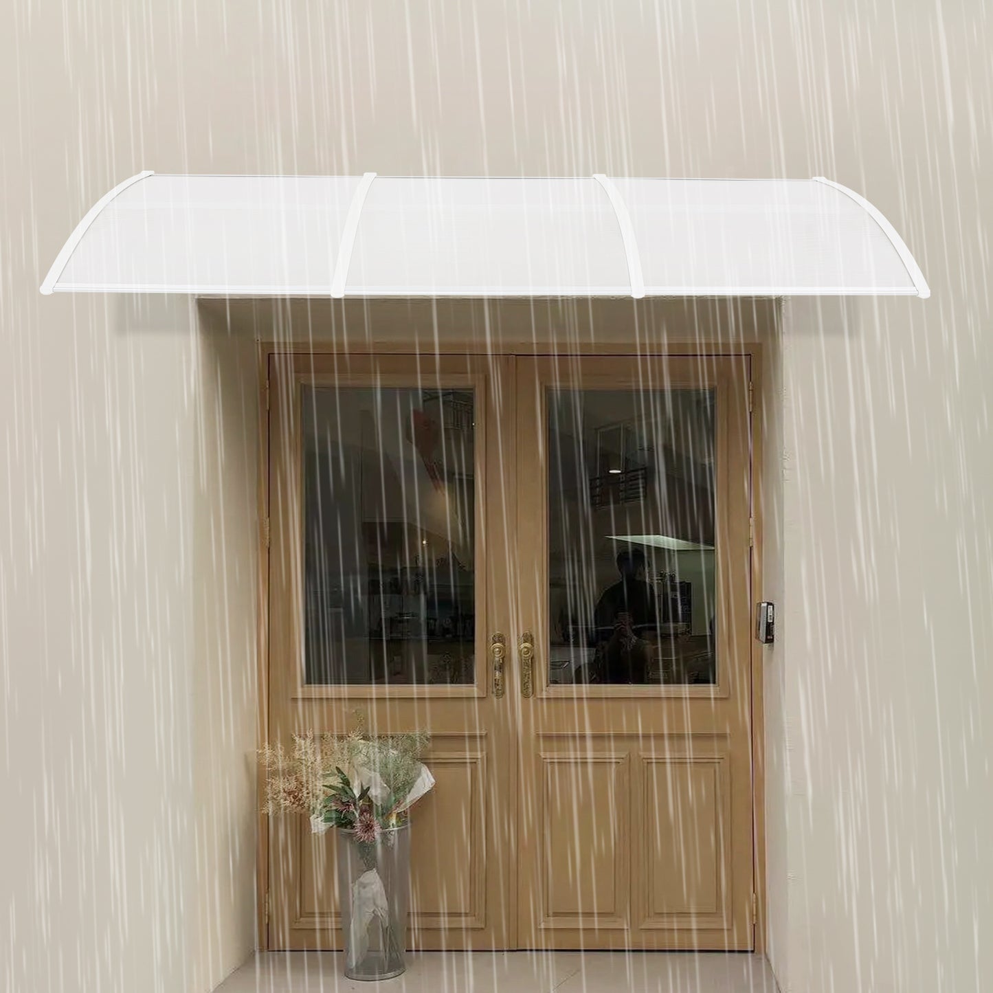 Boogluifel – Luifel – Dakoverkapping – Overkapping – Zonnewering – Transparant – Wit Aluminium Frame – 90x300 cm – Weerbestendig – Eenvoudige Montage