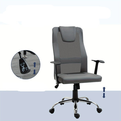 Ergonomische Bureaustoel – Bureaustoel Met Armleuningen – Draaistoel – Werkstoel – Bureaustoel Voor Thuis – Verstelbare Zithoogte – 360° Draaibaar – Grijs Kunstleer – Stevige Houten Constructie – Max. 120 kg