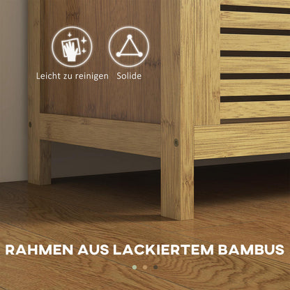 Modern Bamboo & Metal Shoe Storage Bench with Soft Cushioned Seat - Freestanding Entryway Organizer with Hidden Storage, Space-Saving Design for Hallway, Living Room, Bedroom - Sturdy Shoe Rack Bench with Soft Padding, 39.4"x