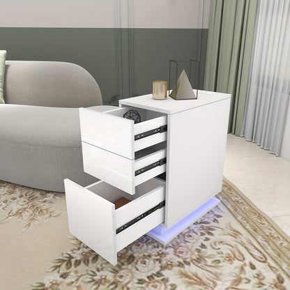 Nachtkastje – Bedside Table – Nachtkast – Opbergkastje – Slaapkamerkastje – Wit – 3 Lades – Compact Ontwerp Onder 68,5 cm – Duurzaam Hardhout