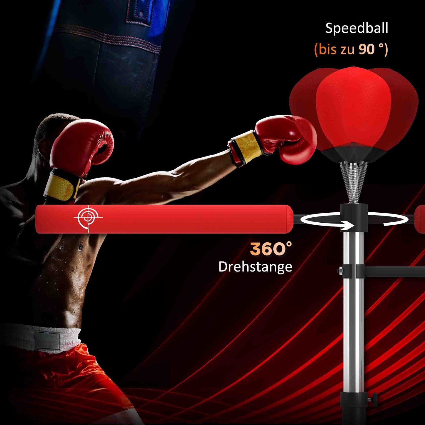 Vrijstaande Bokszak – Bokszakstandaard – Speedball – Trainingszak – Punching Bag – Verstelbare Hoogte 160-230 cm – Stevige Basis Met Zandvulling
