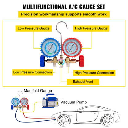 Vacuümpomp – Vacuüm Pomp – Refrigeratie Pomp – Airconditioner Pomp – Koeltechniek Set – 4 CFM Capaciteit – 1/3 PK Motor
