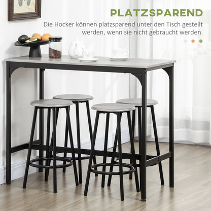 Bartafelset – Barkrukken Set – Bistro Tafel – Hoge Eettafel – Keukentafel – Industrieel Design – Metaal Met Houtlook – 110x50x89,5 cm
