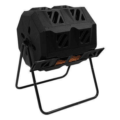 Heavy-Duty Compostbak – Composthoop, Compostvat, Tuincomposteerder, Compostton – Zwart, 133 L – Dubbele Kamers, Weerbestendig Kunststof