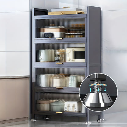 Keukenkast Organizer – Keukenkast Rek – Voorraadkast – Opbergrek – Keukenplanken – 5-laags Heavy-Duty Carbon Staal – Verstelbare Schuifladen Grijs