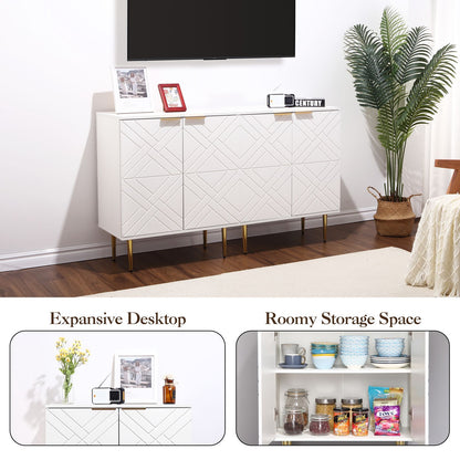 Sideboard – Dressoir – Buffetkast – Opbergkast – Witte Kast – Warm Wit – Verstelbare Planken – Compact Design