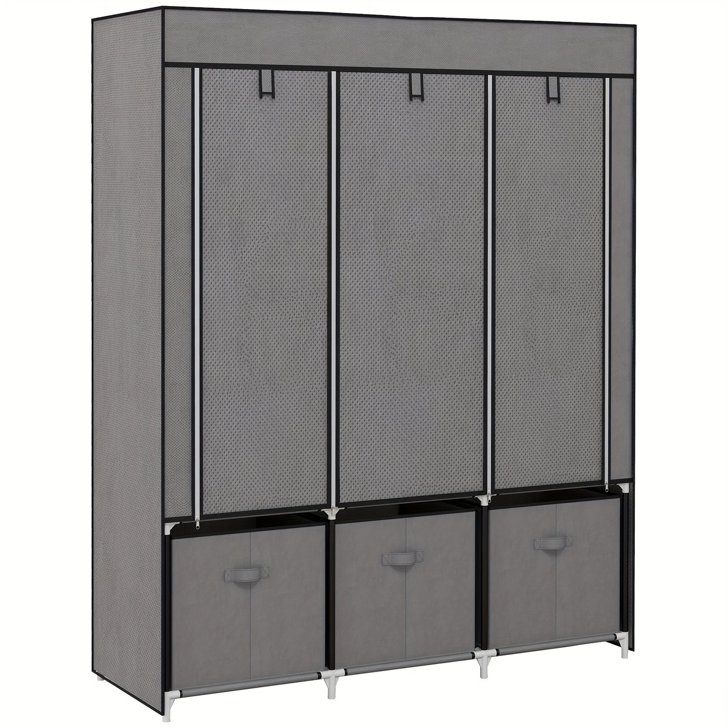 Opvouwbare Kledingkast – Garderobekast – Kleerkast – Stoffen Kast – Opbergkast – Donkergrijs Niet-Geweven Stof – Stevig Metalen Frame – 125x43x162,5 cm – Ruimtebesparend & Draagbaar