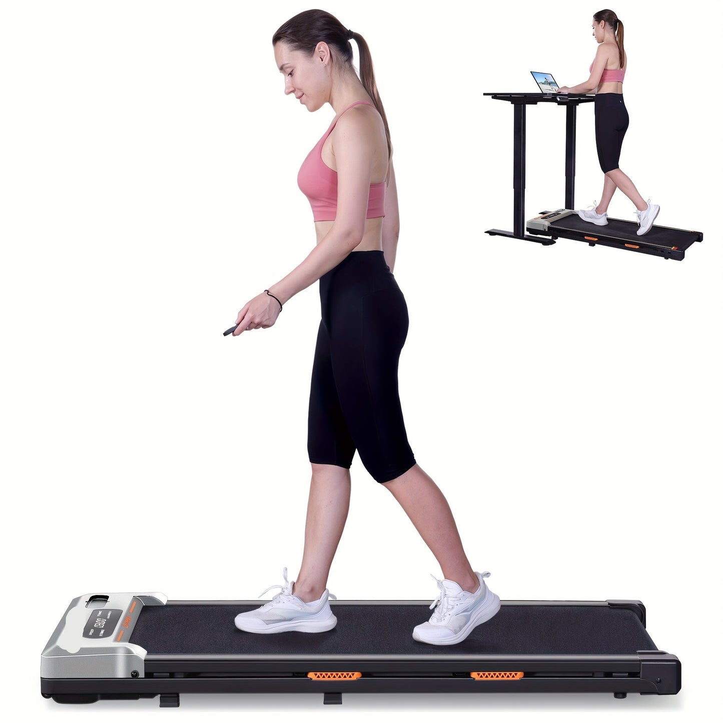 Loopband – Compact Looprek – Thuis Fitnessapparaat – Bureau Loopband – Stil Motor Geluid – Max 120 Kg Draagvermogen - Zilver