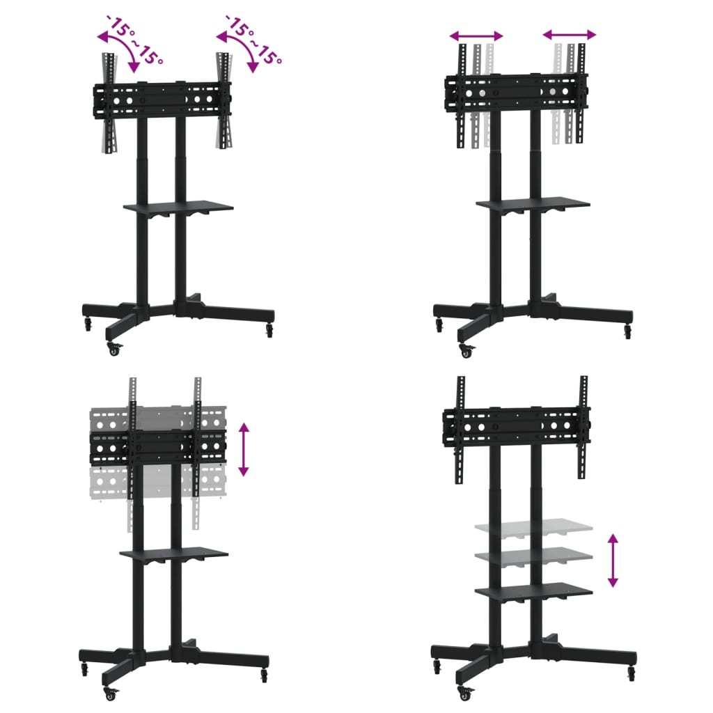 Mobiele Tv-Standaard – Tv-Console – Tv-Meubel – Tv-Beugel – Mediasetwagen – Voor 32-70 Inch – Max 50 kg Draagvermogen – Met Extra Opbergruimte