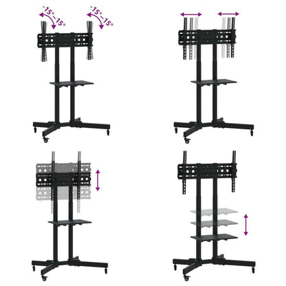 Mobiele Tv-Standaard – Tv-Console – Tv-Meubel – Tv-Beugel – Mediasetwagen – Voor 32-70 Inch – Max 50 kg Draagvermogen – Met Extra Opbergruimte