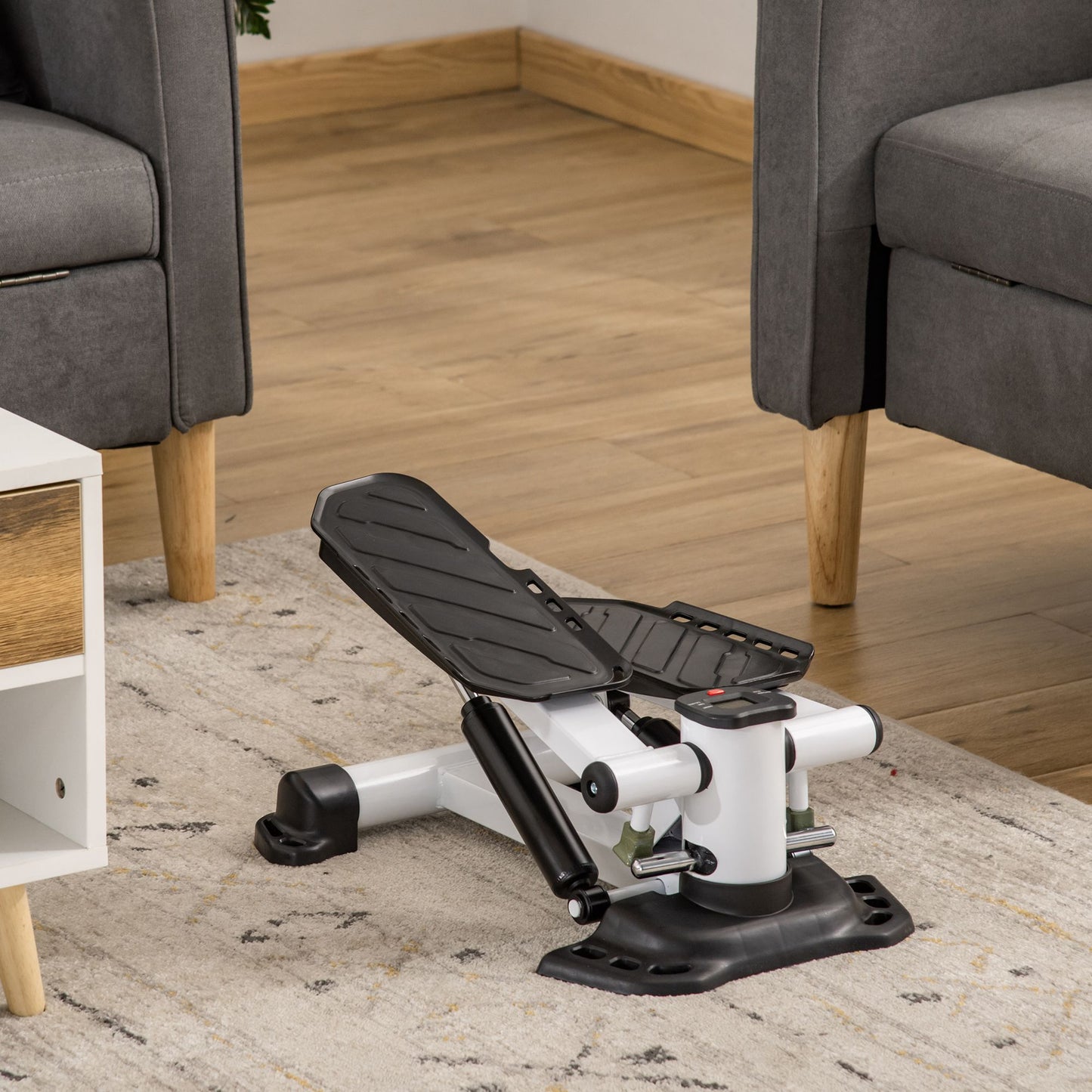 Mini Stepper – Thuistrainer – Fitness Stepper – Looptrainer – Pedalen Stepper – Compact Ontwerp – Antislip Pedalen – LCD Display – Stalen Frame – Zwart