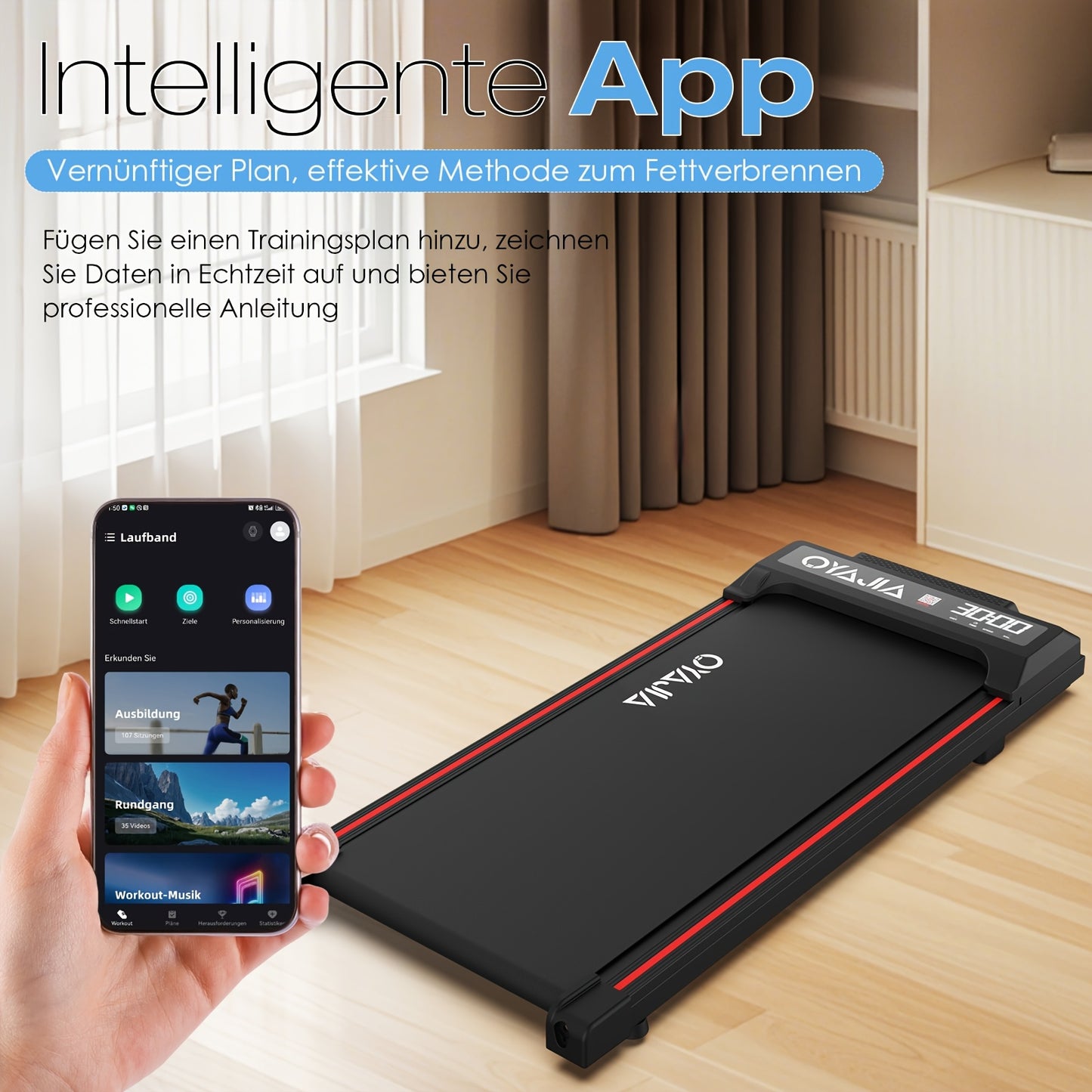 Loopband – Wandelband – Walking Pad – Hardloopband – Treadmill – Opvouwbaar Design – Afstandsbediening en Muziekfunctie – Groot LED Display 37,5x90 cm
