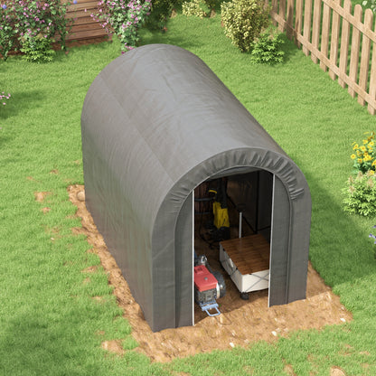 Tuinhuis – Fietsenstalling – Tuinschuur – Buitenberging – Opslagtent – Met Gegalvaniseerd Stalen Frame – Afm. 240x160x190 cm – Grijs – Waterbestendig – Stevig