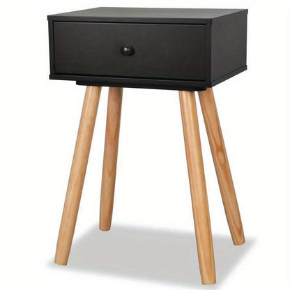 Bedside tables 2 st 40x30x61cm Solid grenenwood black Removable, suitable for indoor use and suitable for all seasons