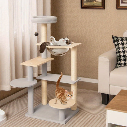 Krabpaal – Krabboom – Kattenmeubel – Klimpaal – Kattenboom – 113 cm Hoog – Stabil Multiplex Met Sisal Bekleding