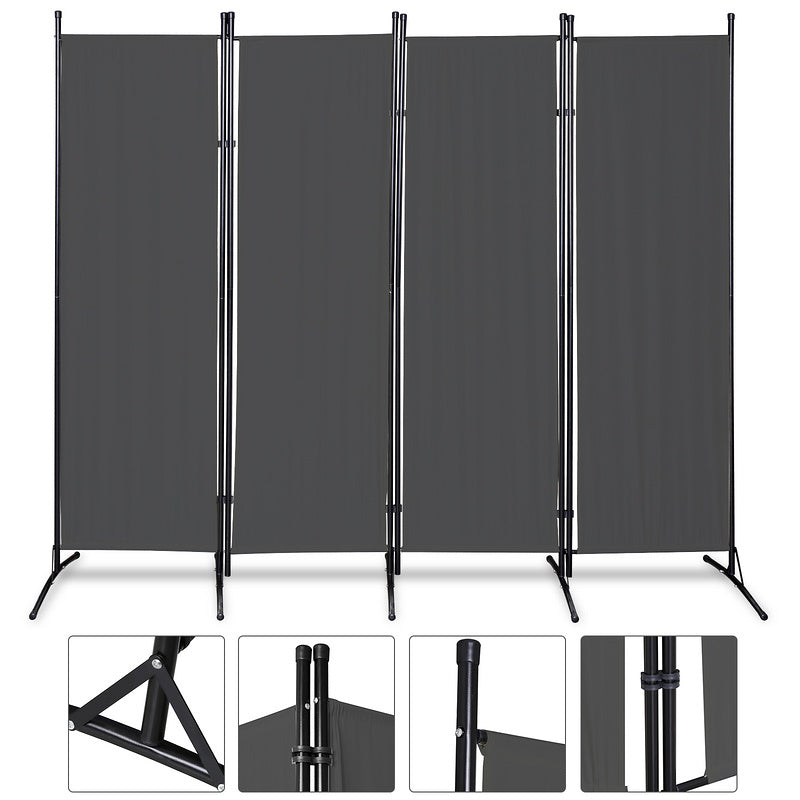 Kamerscherm – Roomdivider – Scheidingswand – Paravent – Privacy Scherm – Donkergrijs – Vouwbaar – Met Metalen Frame 180x180 cm