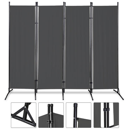 Kamerscherm – Roomdivider – Scheidingswand – Paravent – Privacy Scherm – Donkergrijs – Vouwbaar – Met Metalen Frame 180x180 cm
