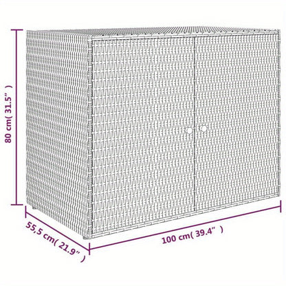 Large Storage Box with Double Doors - Heavy-Duty Poly Rattan Garden Cabinet, 100x55.5x80cm, All-Weather  Plastic Construction with Golden Hinges & Black Finish for Patio, Porch, Garage, Balcony - Multi-Purpose Storage Unit, R