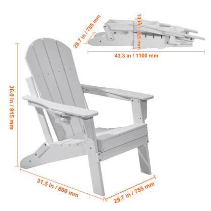 Adirondackstoel – Tuinstoel – Klapstoel – Buitenstoel – Terrasstoel – Set Van 2 – Weerbestendig HDPE Kunststof – Inklapbaar En Compact